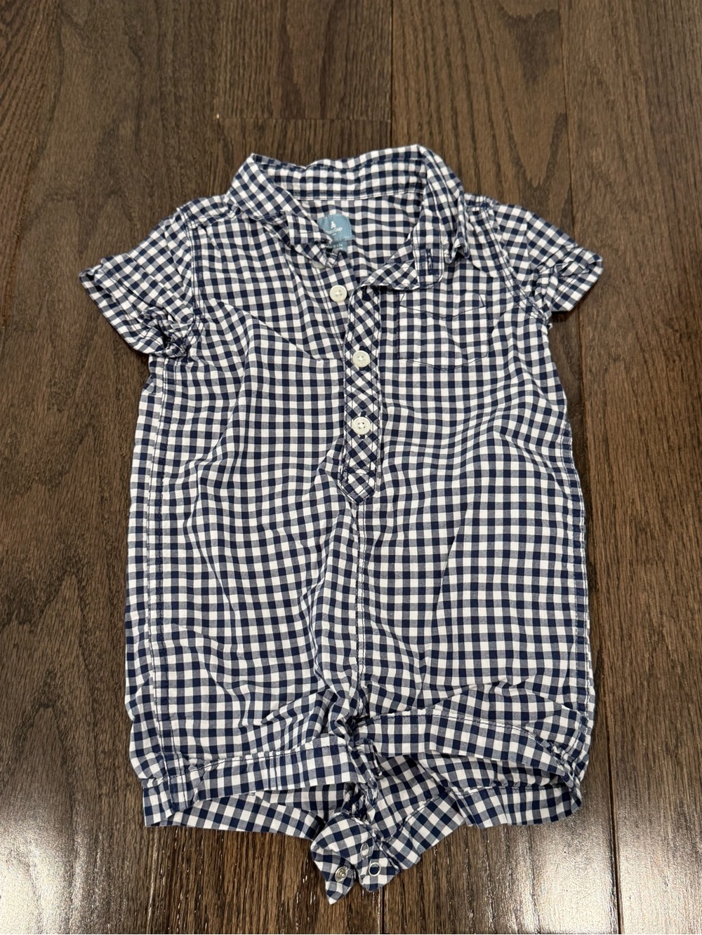 Baby Gap - Blue Gingham Short-Sleeve Romper (6-12 mo.)